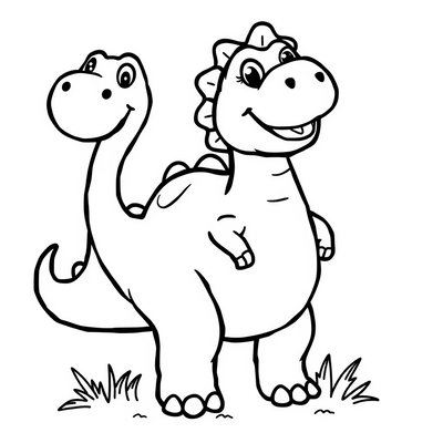 Kolorowanka: Duży prosty dinozaur do paluszkowego malowania