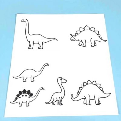 Szablony dinozaurów do stemplowania (kontury)
