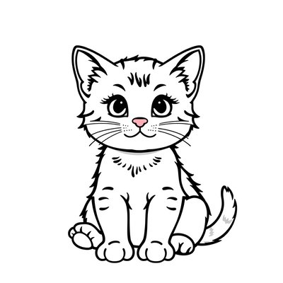 Kolorowanka: siedzący kotek