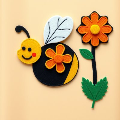 Feltboard / plansze: zestaw obrazków (pszczoła, kwiat, ul)