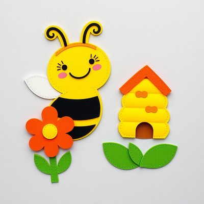 Feltboard / plansze: zestaw obrazków (pszczoła, kwiat, ul)