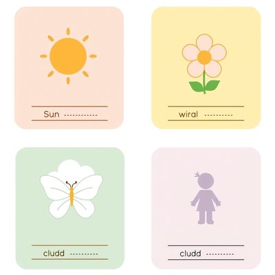 Karteczki z rolami — Słońce, Wiatr, Kwiat, Motylek, Chmurka, Dziecko