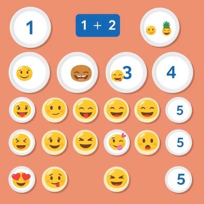 Talerzyki z emoji — stacja Dopasuj i policz