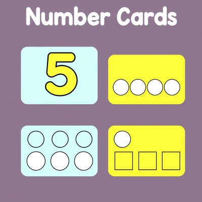 Karty z numerami 1–5 (kolorowe)