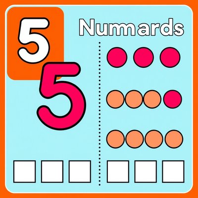 Karty z numerami 1–5 (kolorowe)