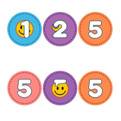 Maty ruchowe numerowane 1–5 (duże koła)