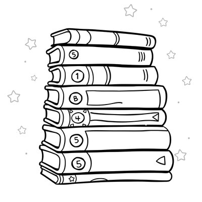 Kolorowanka: Stos książek z numerami