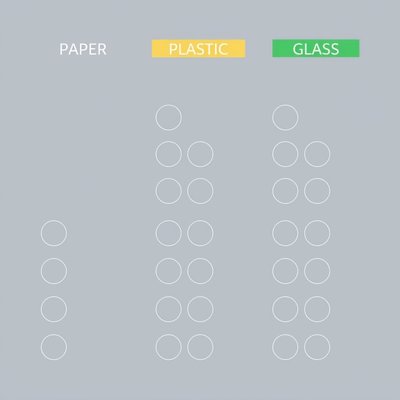 Flipchart / prosty wykres słowny (kolumny dla papier/plastik/szkło)