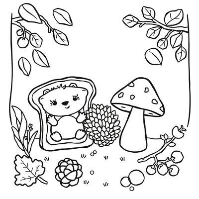 Kolorowanka — leśne kanapeczki i elementy lasu