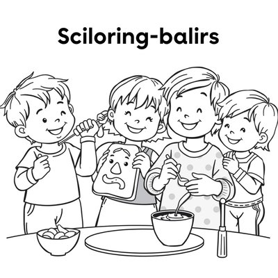 Kolorowanka: Dzieci przygotowują przekąski