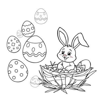 Kolorowanka — jajka i zajączek