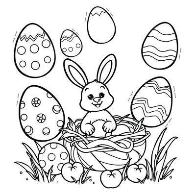 Kolorowanka — jajka i zajączek