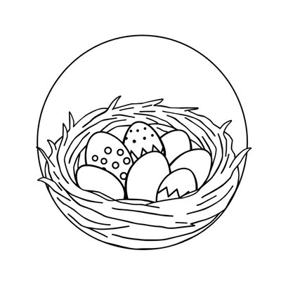 Szablon do wydruku — kontury gniazdka i jajek