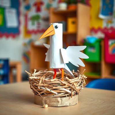 Przykładowy bocian w gnieździe