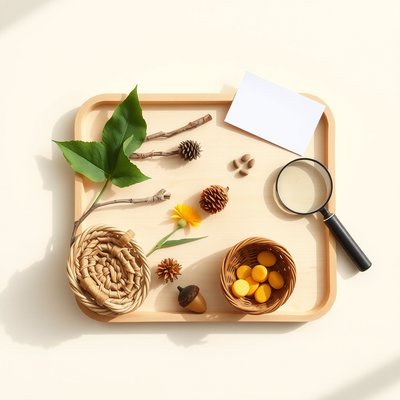 Zdjęcie/still life — Tacka sensoryczna z materiałami