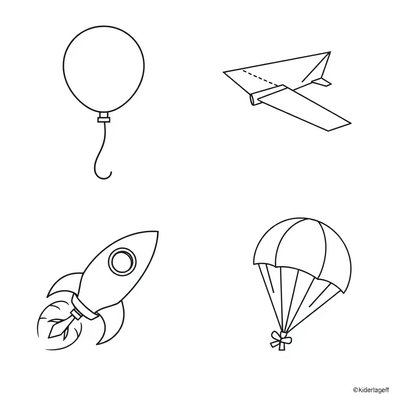 Zestaw kolorowanek — Balon, samolot, rakieta, piórko