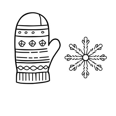 Szablony: rękawiczka i śnieżynka (kontury)