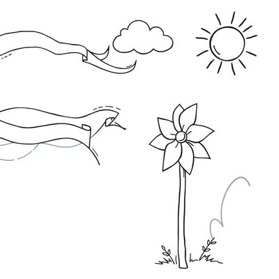 Kolorowanka — wstążki i wiatr