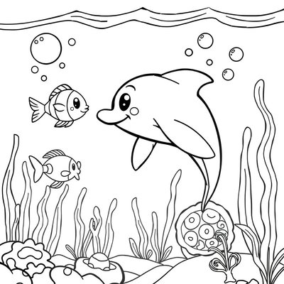 Kolorowanka: Delfin do ozdabiania