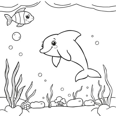 Kolorowanka: Delfin do ozdabiania