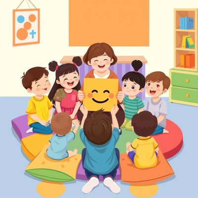 Plakat: Dzieci w kręgu z nauczycielem