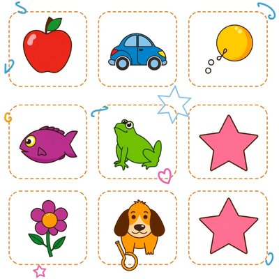 Karty do szukania par — zestaw obrazków