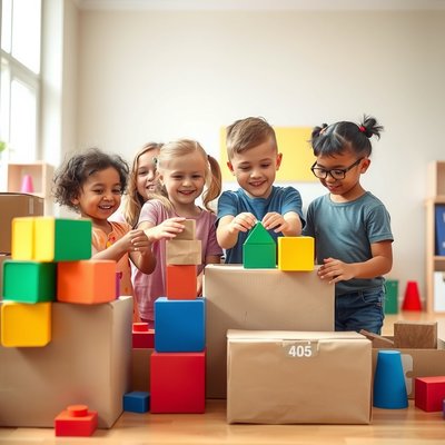 Zdjęcie referencyjne — współpraca przy budowie z kartonów