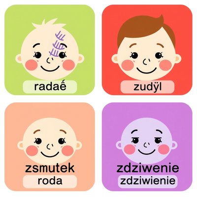 Karty emocji — buźki (zestaw do druku)