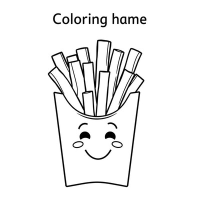 Kolorowanka: pudełko z frytkami (kontury)