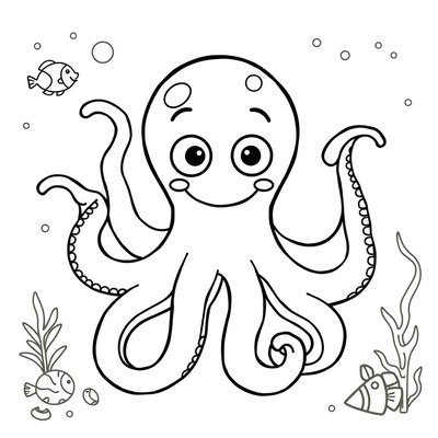 Kolorowanka: wesoła ośmiornica