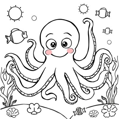 Kolorowanka: wesoła ośmiornica