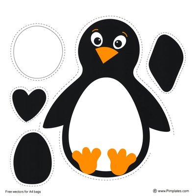 Szablony do pracy plastycznej (elementy pingwinka)