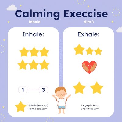 Plakat uspokajający: Oddychanie i liczenie gwiazdek