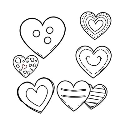 Strona do kolorowania — Proste serduszka
