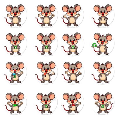 Arkusz naklejek / pieczątek z myszką (sheet)