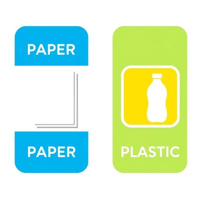 Etykiety na pudełka: Papier i Plastik (dwustronne A4)