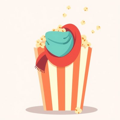 Grafika: Pudełko Popcornu z chustą