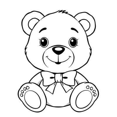 Strona do kolorowania — Miś z kokardką