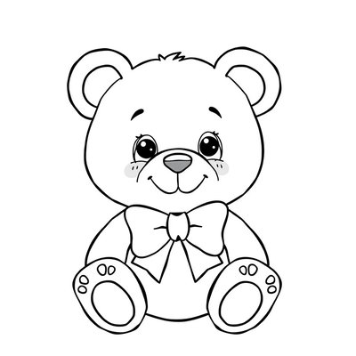 Strona do kolorowania — Miś z kokardką