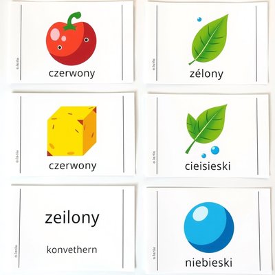 Karty do sortowania kolorów — szablon