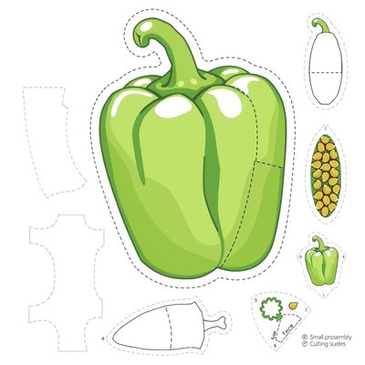 Szablon do wycinania — Papryka (elementy)