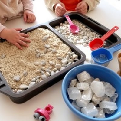 Stół sensoryczny: plaża i lód