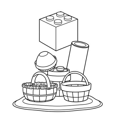 Kolorowanka: Duże klocki i elementy z recyklingu