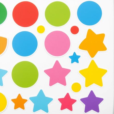 Arkusz dużych naklejek — kółka i gwiazdki