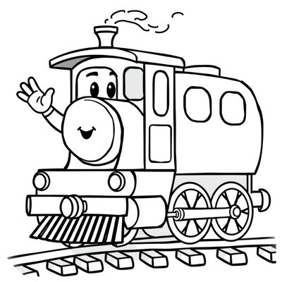 Kolorowanka: Pociąg z maszynistą (prosta, duże pola)