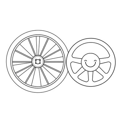 Kolorowanka: Koło i kierownica