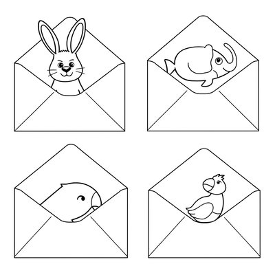 Kolorowanka: Koperty ze zwierzętami