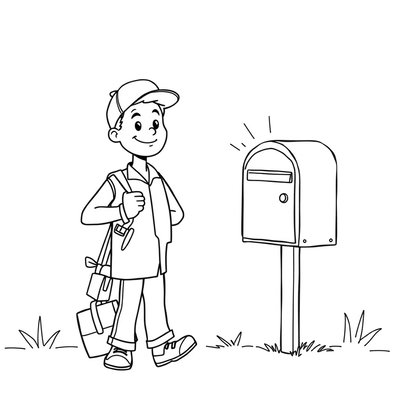 Kolorowanka: Listonosz i skrzynka