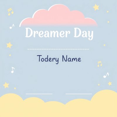 Szablon dyplomu 'Dzień Marzyciela' dla dzieci