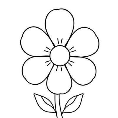 Kolorowanka: Prosty kwiatek dla malucha